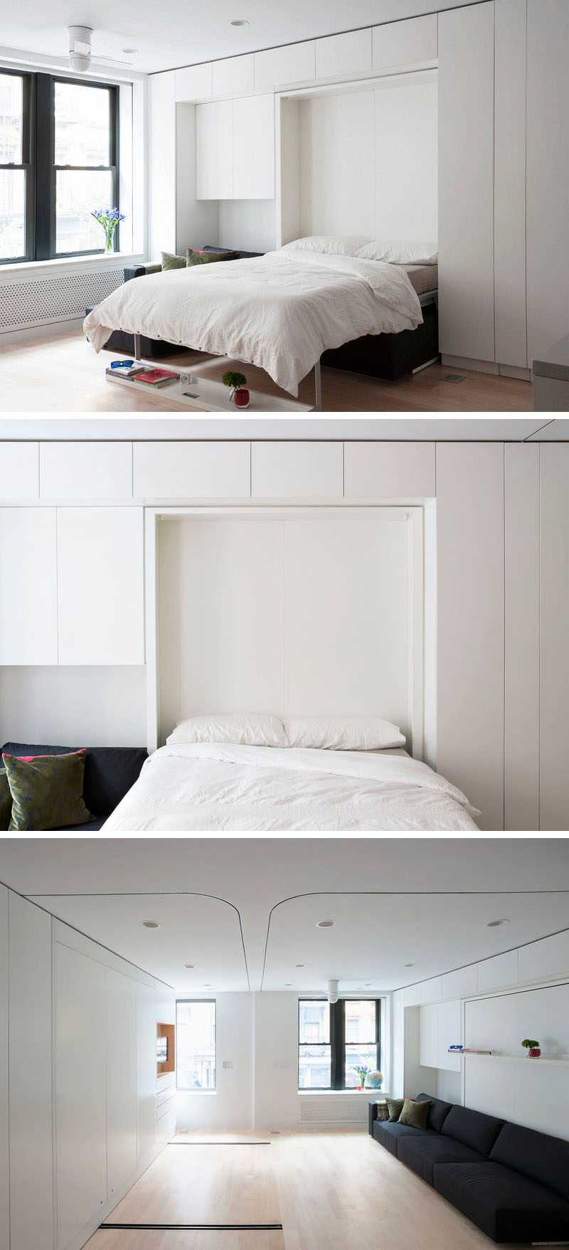 Идеи дизайна спальни - 8 способов создать идеальное окружение кровати с хранением // Храните свою кровать - Если вам действительно мало места, подумайте об использовании кровати Мерфи. Когда они не используются, вы даже не можете сказать, что они есть, и они гармонируют с мебелью.