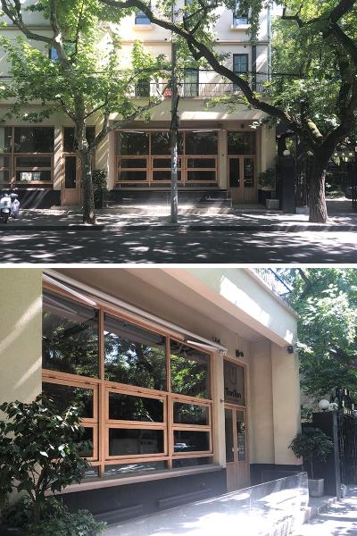 ПЕРЕД ФОТО - B.L.U.E. Архитектурная студия недавно превратила небольшое торговое помещение площадью 538 квадратных футов (50 кв. М) в современную и яркую кофейню в Шанхае с изогнутым стеклянным фасадом. #ModernCoffeeShop #ModernCafe #CoffeeShop #Architecture #CafeDesign #CurvedGlass