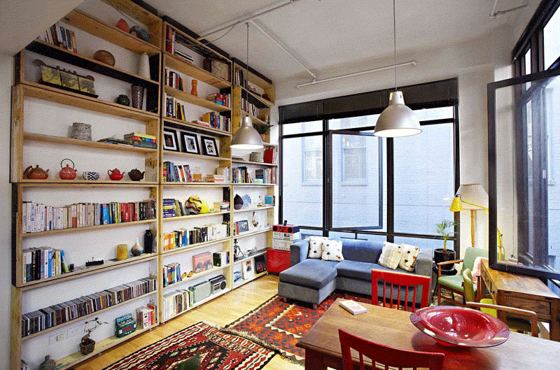  Книжный шкаф UnWaste, вращающаяся библиотека во всю стену с экологичным дизайном. 