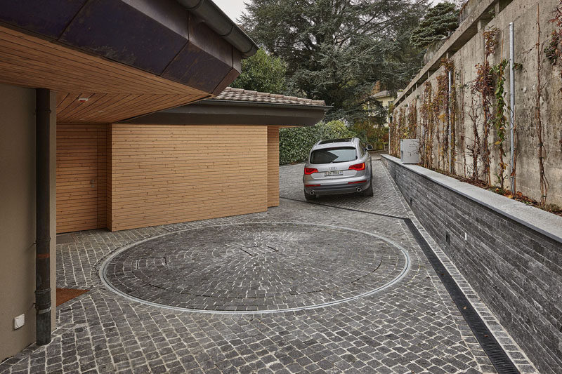  Идеи дизайна гаража - включите автомобильный поворотный стол, если у вас мало места или узкая подъездная дорожка (6 изображений) 