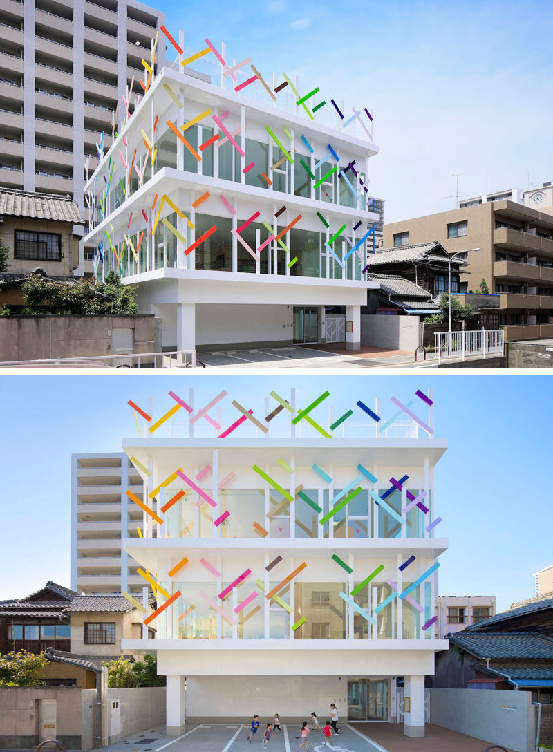 emmanuelle moureaux architecture + design недавно завершили Creche Ropponmatsu, новый красочный детский сад, расположенный в жилом районе города Фукуока, Япония.