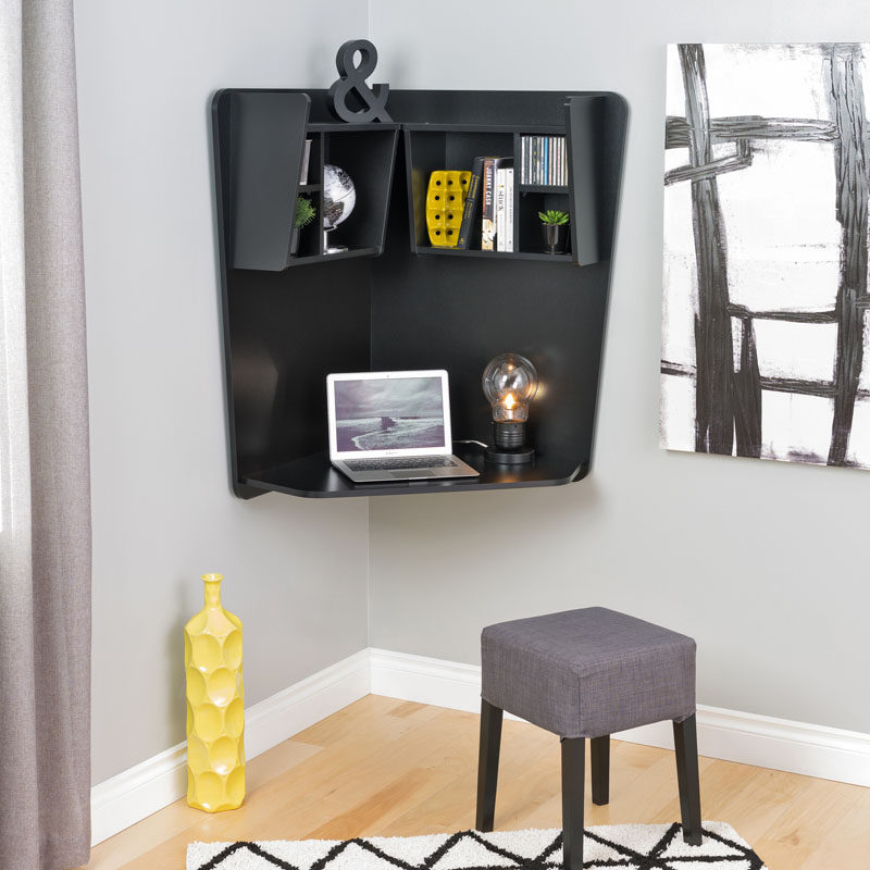 Настенный угловой стол - отличный способ превратить домашний офис в ваше небольшое пространство.
