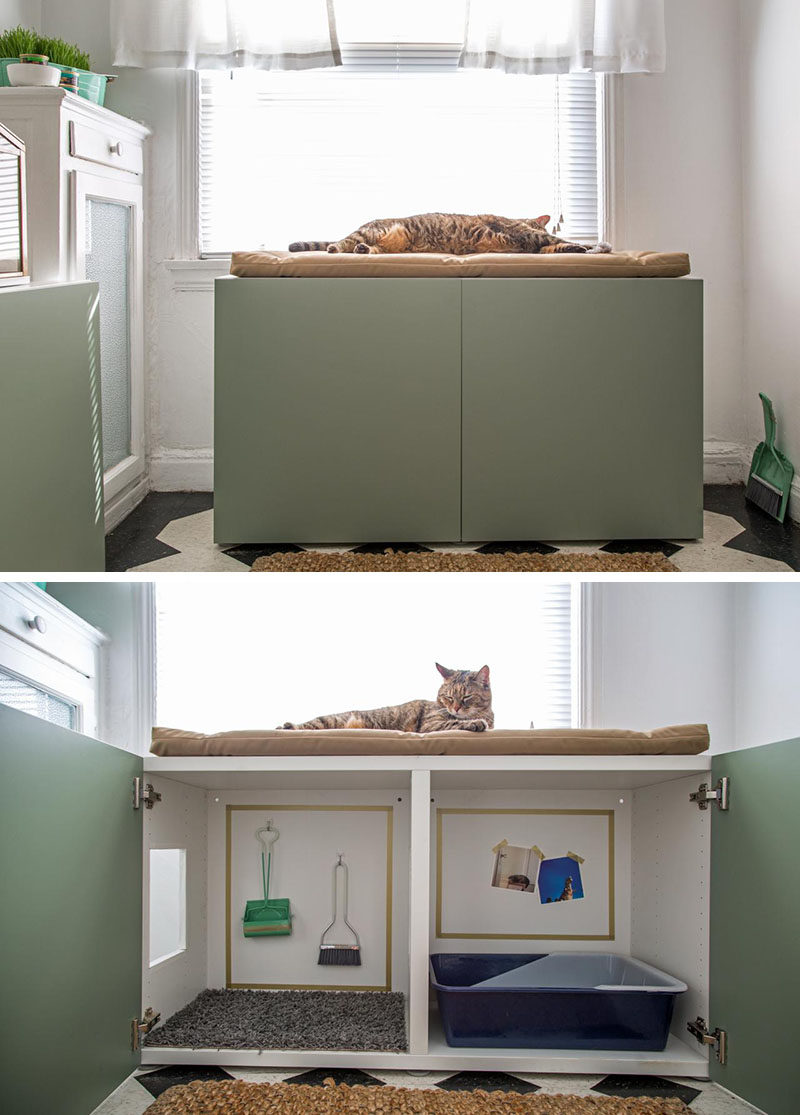 10 идей, как спрятать ящик для кошачьего туалета // Превратите шкаф в современное место, где ваша кошка может делать свои дела