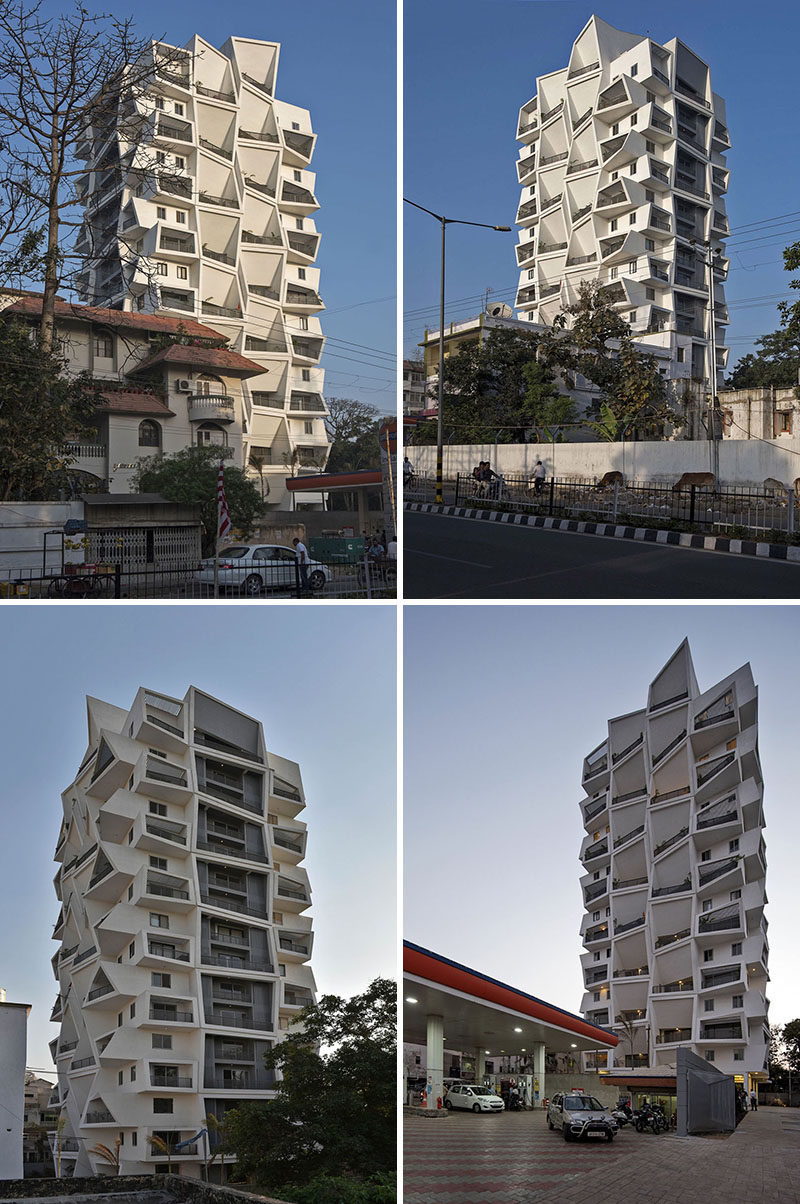 Sanjay Puri Architects спроектировали Ishatvam 9, 15-этажное жилое здание в Ранчи, Индия, в каждой квартире которого есть частные открытые пространства уникальной формы.