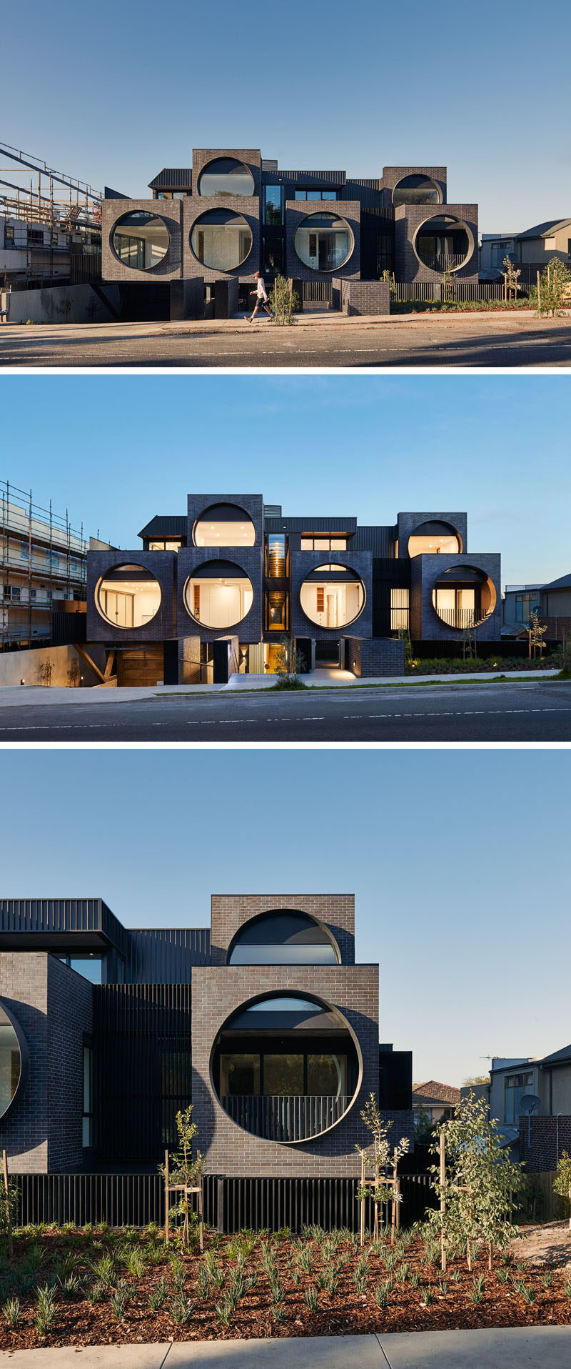 BKK Architects недавно завершили строительство апартаментов Cirqua большими окнами-иллюминаторами, выходящими на улицу, а также фасадом из обветренного кирпича и металла со стоячим швом. # Архитектура # Жилое здание # Окна # Кирпич