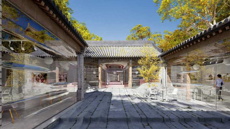 Daipu Architects обновили старый хутонг в Пекине, Китай, и превратили его в современное пространство с прозрачной стеклянной оболочкой. # Архитектура # Стеклянные стены # Строительный дизайн