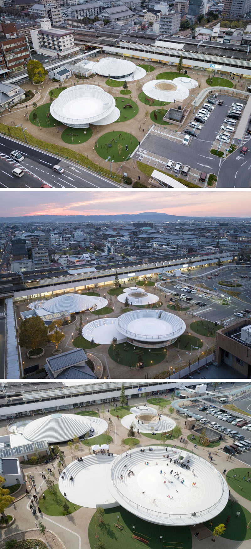  Японская архитектурная компания nendo недавно завершила строительство площади Cofufun для станции Tenri в префектуре Нара, которая предлагает много места для местных жителей, чтобы использовать их для мероприятий и собраний, а также будет служить туристической информации 