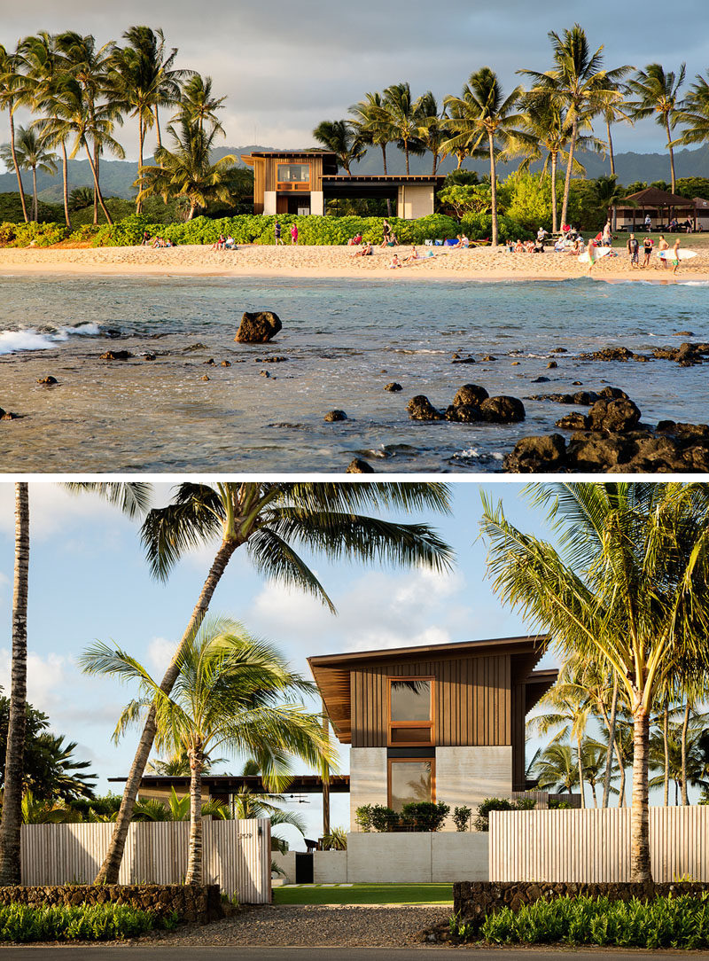 Walker Warner Architects вместе с Stone Interiors завершили Hale Nukumoi, современный пляжный домик в Кауаи, Гавайи, с открытой и непринужденной планировкой. #ModernBeachHouse #ModernArchitecture