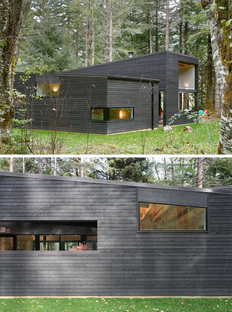 Компания Robert Hutchison Architecture спроектировала современный дом, окруженный лесом и облицованный индивидуальным западным красным кедром.