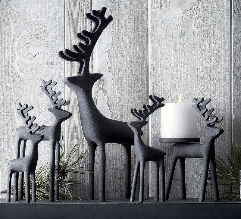 30 современных идей рождественского декора для вашего дома // Олень из цинка придаст вашей мантии современный вид и создаст праздничную атмосферу в вашем доме.