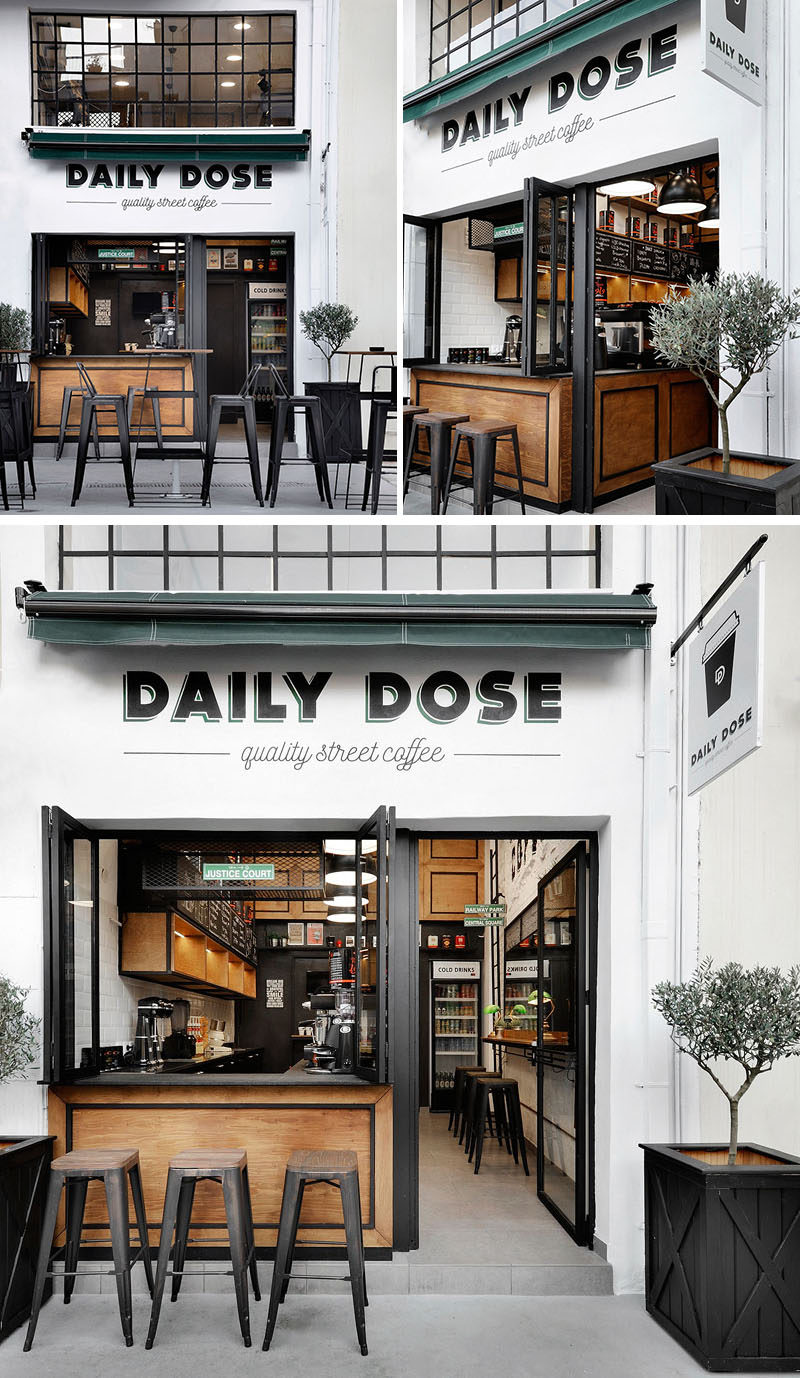 Андреас Петропулос недавно завершил дизайн Daily Dose, небольшого кафе-бара на вынос в городе Каламата, Греция, интерьер которого выполнен в белом, черном и дереве.