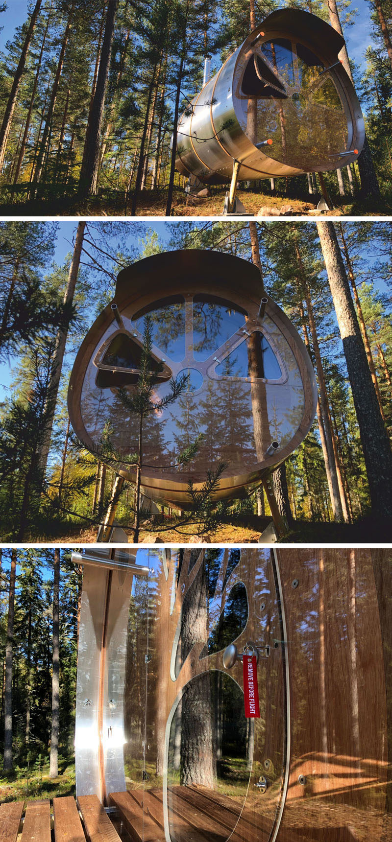  Британская компания Tree Tents создала Фюзеляж - современный вариант традиционной автономной лесной хижины. #CabinDesign #Cabin #Architecture 