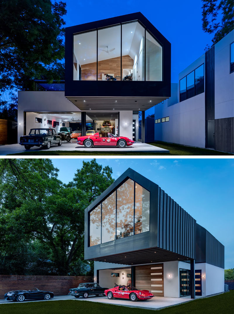 Компания Matt Fajkus Architecture недавно завершила проектирование нового дома в Остине, штат Техас, с огромным автосалоном / гаражом и большой консолью. # МодернДом # Гараж # Кантилевер # МодернАрхитектура