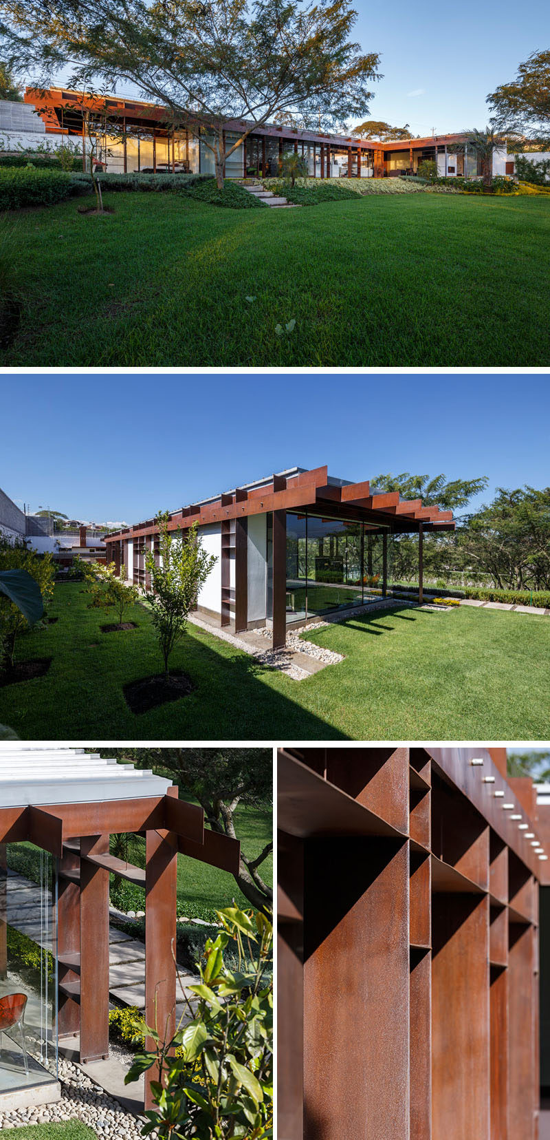  Компания Arquitectura x спроектировала современный дом из стали и стекла для семьи в Кито, Эквадор, с большим садом и гостиной на открытом воздухе. #SteelHouse #ModernHouse 