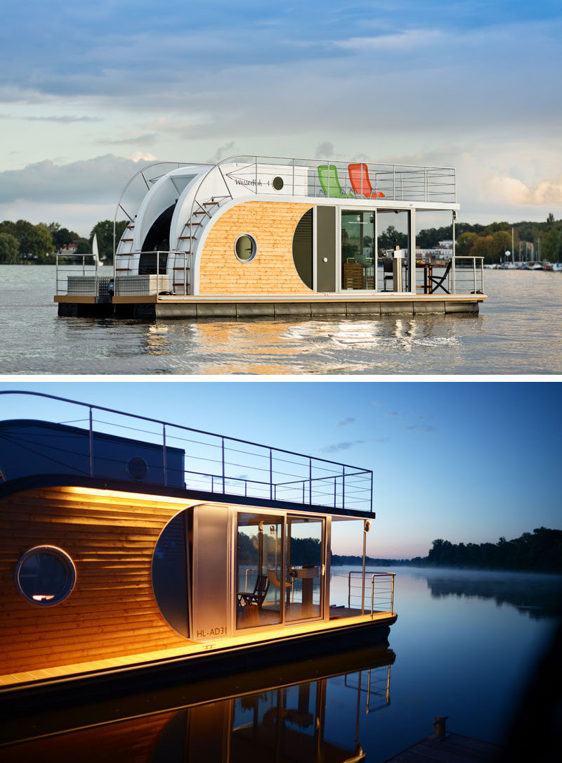  Плавучие дома Nautilus спроектировали «Nautino Maxi» - современный плавучий дом, в котором могут разместиться до 6 человек. #ModernHouseboat # Архитектура # Дизайн 