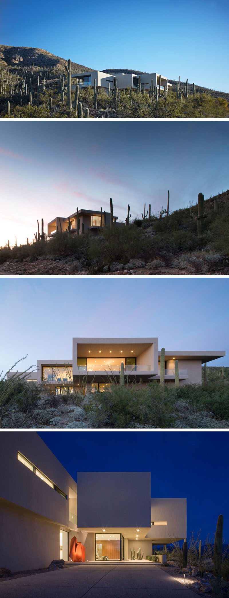  Kevin B. Howard Architects спроектировали современный дом в предгорьях Тусона, штат Аризона, для своего клиента который, запросил «современный минималистичный дом: первозданный ящик, который, казалось, приземлился в пустыне». #ModernHouse # Архитектура 