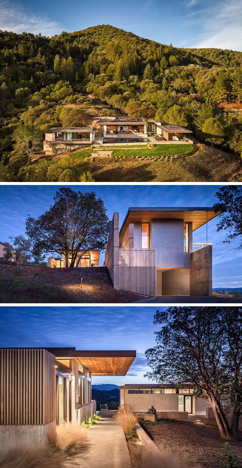  John Maniscalco Architecture спроектировала современный дом в Хилдсбурге, Калифорния, из каждой комнаты которого открывается вид на долину Драй-Крик. #ModernHouse #HouseDesign # Архитектура 