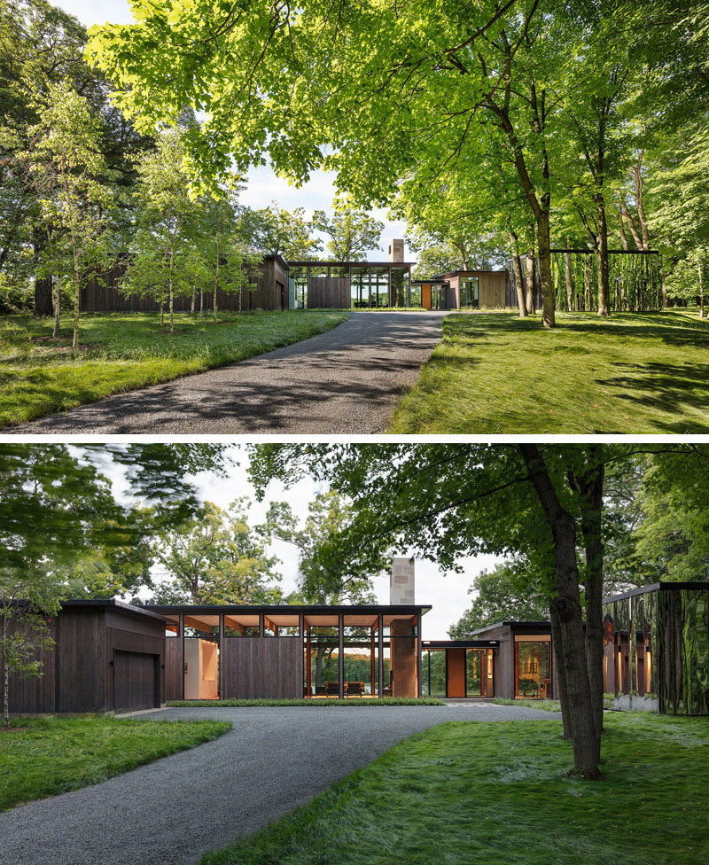  Компания ALTUS Architecture + Design спроектировала современный дом в Вудленде, штат Миннесота, который стремится незаметно вписаться в среду, сохраняя захватывающие и оптимизирующие естественное освещение. #ModernHouse # Архитектура 