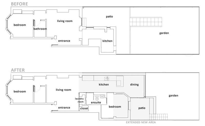 Дизайнерская фирма The White Interior недавно завершила реконструкцию и расширение задней части дома в Северном Лондоне, создав комнату для столовой и спальню с ванной комнатой. #RearExtension # Архитектура #HouseLayout