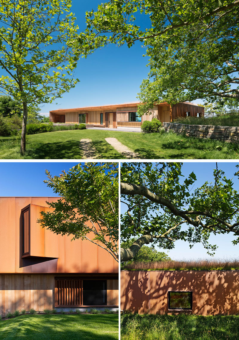  В оформлении этого современного дома используется палитра из бетона, кедра, регенерированного дерева и кортеновской стали, которые смягчают общий вид дома. #ModernHouse # Архитектура #HouseDesign 