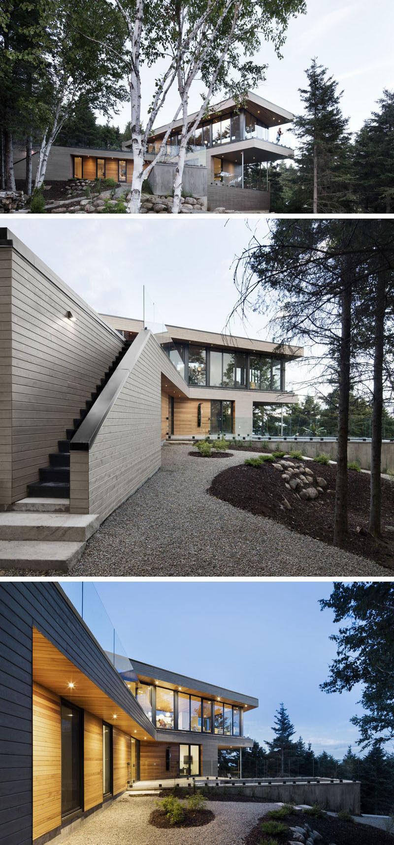 18 Современный дом в лесу // Дизайн этого дома позволяет хозяевам наслаждаться видами на окружающий лес и реку. #ModernHouse #ModernArchitecture #HouseInForest #HouseDesign