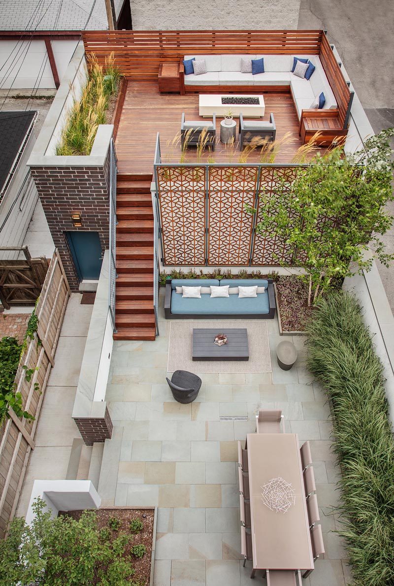 Mia Rao Design и Blender Architecture из Чикаго совместно создали современную внешнюю среду с различными «комнатами». # YardIdeas # BackyardIdeas #Terrace # Озеленение #MultiLevelOutdoorSpace #OutdoorSpace