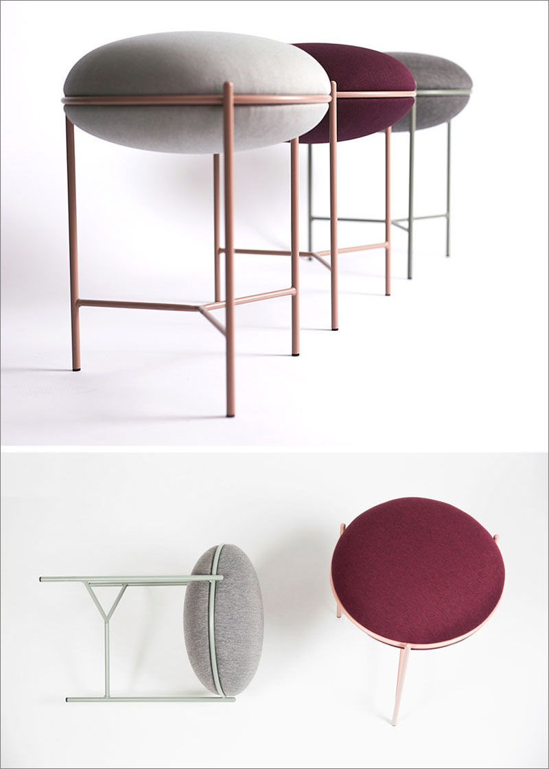 Табурет NEA, сделанный из тонкого металла и изогнутой подушки, предлагает современный вариант сидения с легким акцентом цвета. # Мебель # Современная мебель # Современная мебель # Минималистичная мебель