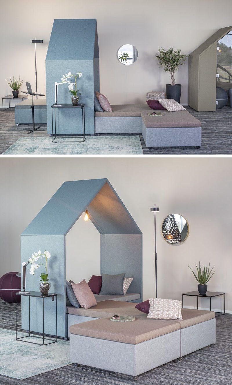 Эти модульные предметы мебели, названные «The Hut Lounge Collection», объединяются, чтобы создать зону отдыха, которая может служить местом встречи или местом для отдыха. # ОфисМебель # Дизайн мебели # Современные рабочие места # Дизайн рабочего места # Дизайн офиса