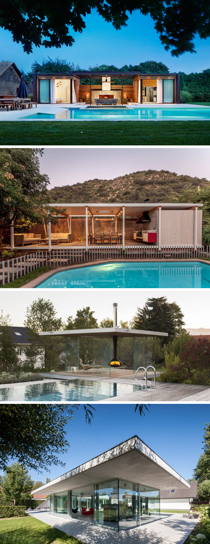 Эти современные домики с открытым бассейном уникальны по дизайну и отлично подходят для лета.