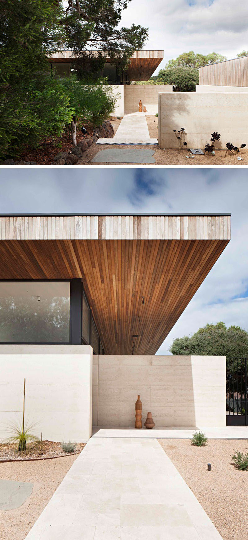  Архитекторы и дизайнеры интерьеров Робсон Рак недавно завершили строительство Layer House, дома в Виктории, Австралия, построенного из утрамбованной земли и древесины 