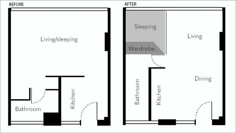 Идеи небольших квартир - архитектор Брэд Шварц спроектировал микроквартиру 258 квадратных футов (24 кв.м) в Сиднее, Австралия. # МикроКвартира # МаленькаяКвартира # Дизайн квартиры # МаленькаяЖизнь # КрошечнаяЖизнь