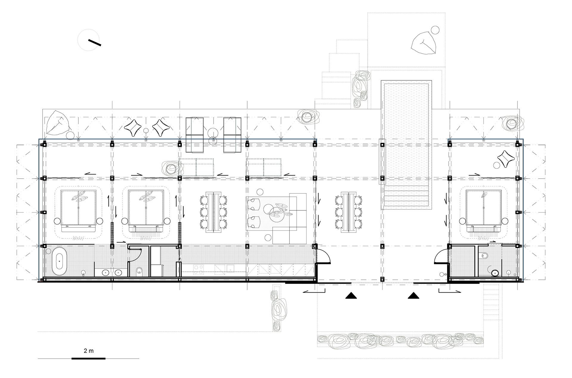 План трехкомнатного одноэтажного дома.