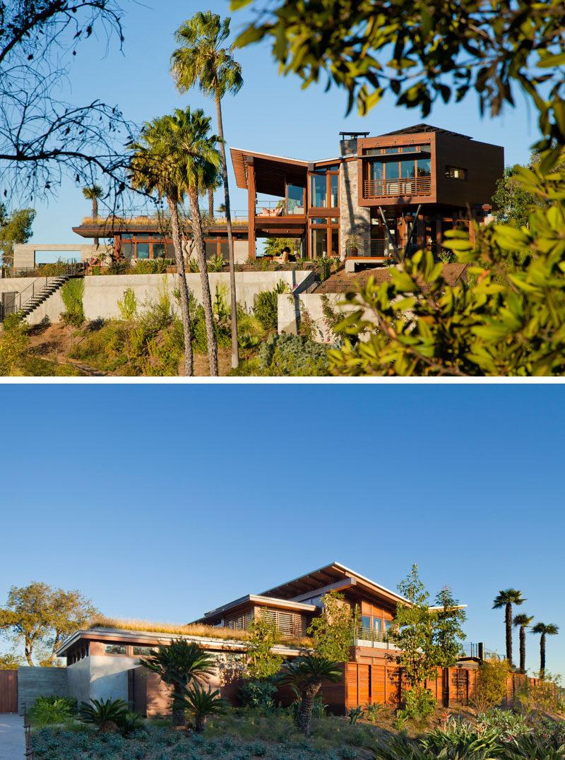  Архитектурная фирма KAA Design завершила строительство нового современного дома на склоне холма в Калифорнии, который находится на южном склоне гор Санта-Моника, в окружении деревьев. #ModernHouse # Архитектура 