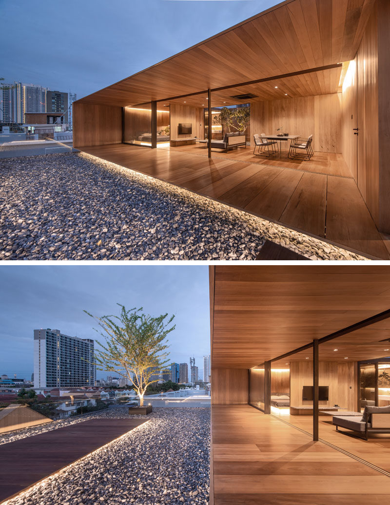 WARchitect спроектировал современный деревянный дом на крыше жилого дома в Бангкоке, Таиланд. #ModernHouse #HouseDesign #WoodHouse #ModernArchitecture # RooftopHouse