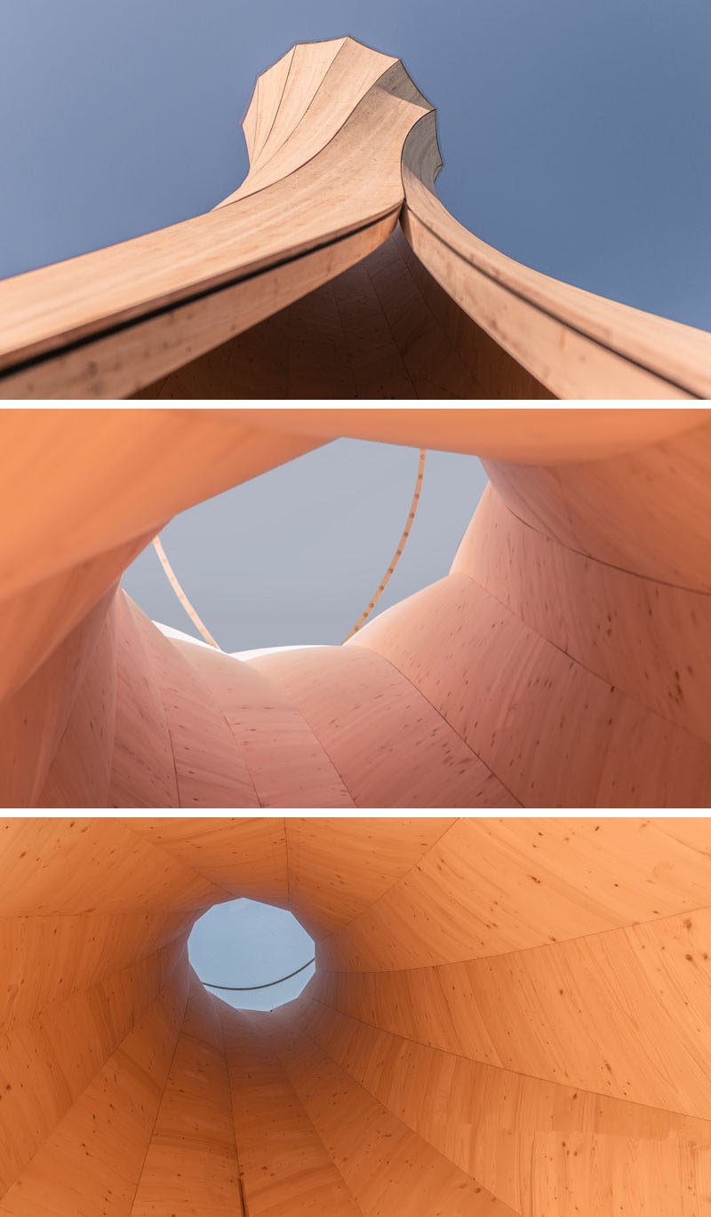  Башня Урбах - первая деревянная конструкция, сделанная из самовоспламеняющихся компонентов, и она служит знаковым зданием для вклада города Урбах в Remstal Gartenschau 2019. #Architecture #Design #Sculpture 