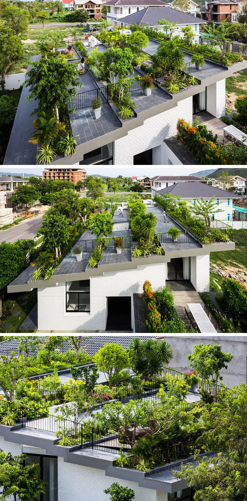 Крыша этого семейного дома была превращена в многоуровневый сад на крыше, чтобы обеспечить достаточно места для развлечений и отдыха.