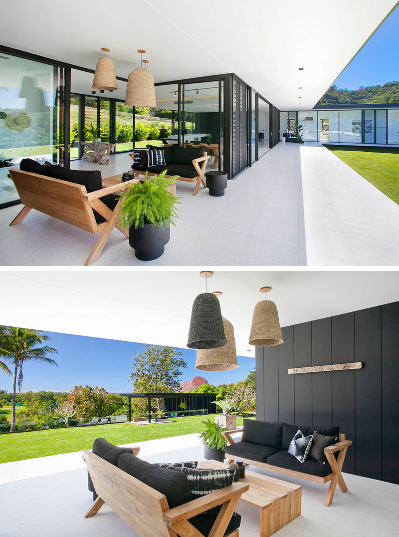 В этом современном австралийском доме есть гостиная на открытом воздухе, которая стирает грань между жизнью в помещении и на открытом воздухе.