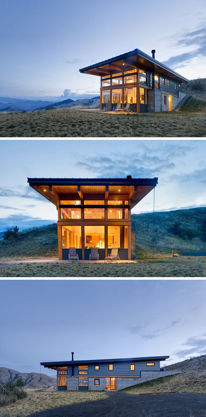 20 удивительных примеров архитектуры северо-запада Тихого океана // Построенный на склоне холма, этот дом имеет открытые балки, которые проходят по всей длине дома.