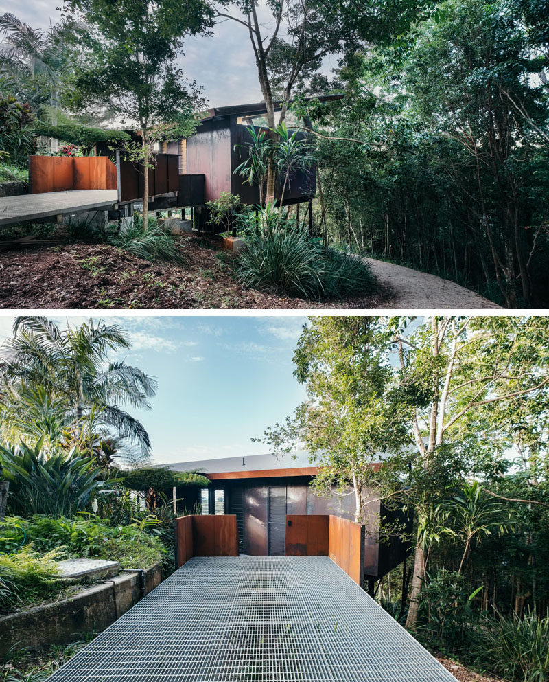 Компания Harley Graham Architects спроектировала небольшой современный гостевой павильон в Австралии, который несколько скрыт от глаз окружающим тропическим лесом. # Гостевой дом # Современная архитектура