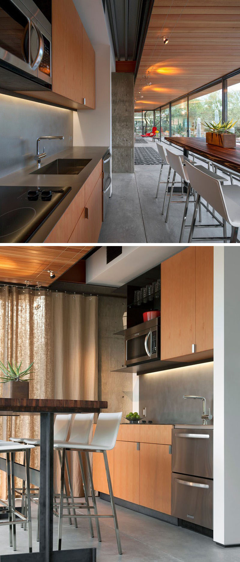 В этом гостевом доме есть небольшая кухня со всем необходимым и барный стол с большим сидячих мест. # МаленькаяКухня #KitchenDesign # WoodKitchen # InteriorDesign # ModernKitchen