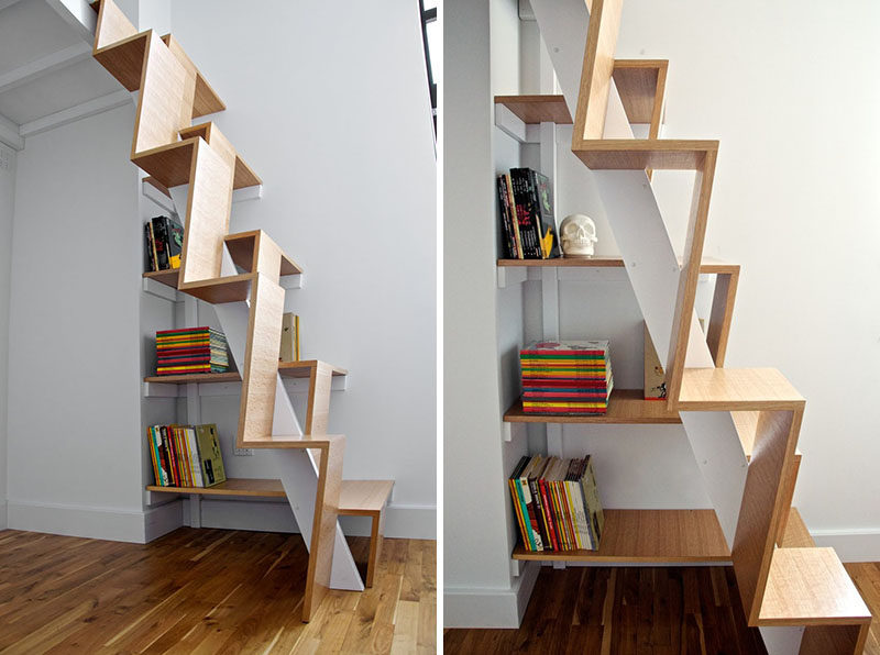 13 идей дизайна лестниц для небольших помещений // Ступени этих лестниц различаются по высоте и довольно вертикальны, что позволяет легко подниматься по ним и не позволяет им занимать слишком много места.