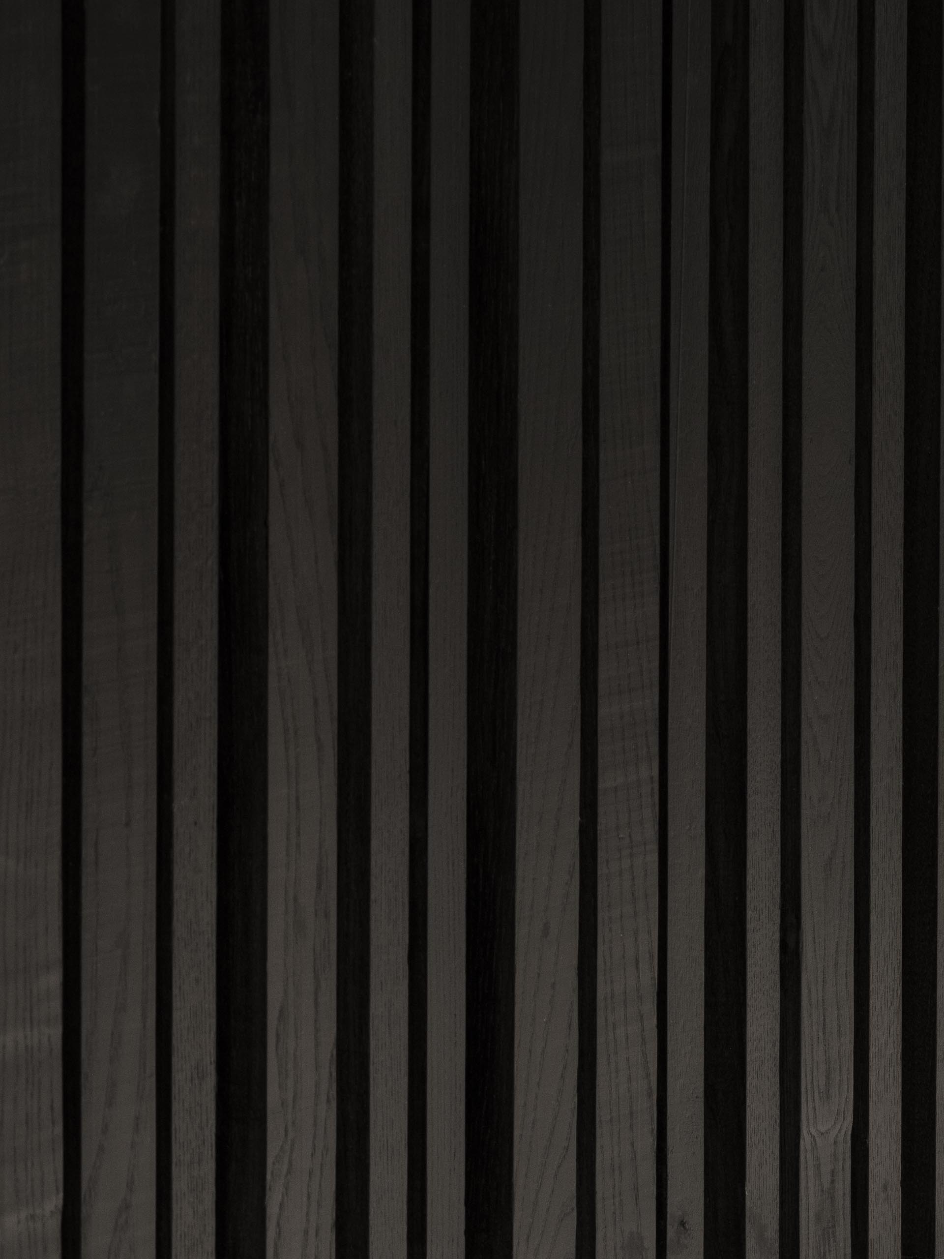 Акцентная стена из дерева, окрашенного в матовый черный цвет.