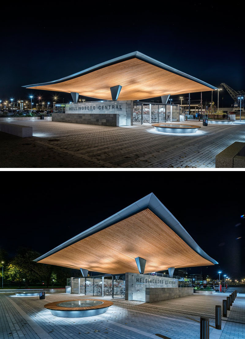Архитектурное бюро Tengbom спроектировало новый вход в центральный вокзал Хельсингборга , железнодорожный вокзал в Швеции. 